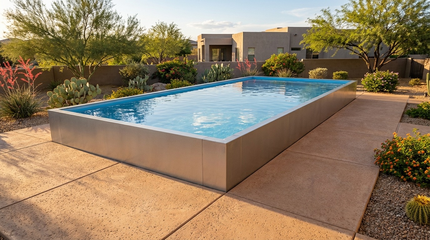 20 x 40 Platinum Silver Aqua Blue Architectural Pool
