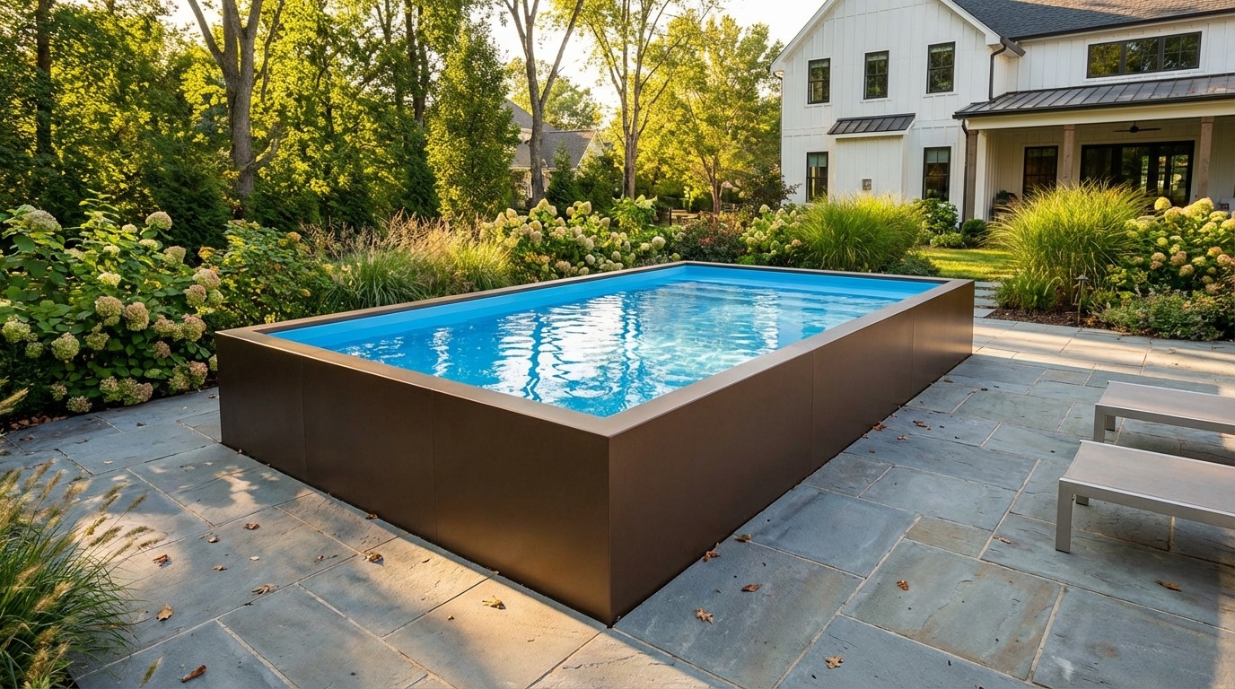 8 x 12 Canyon Bronze Aqua Blue Architectural Pool