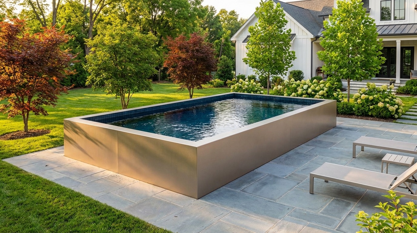 8 x 12 Champagne Mist Black Sapphire Architectural Pool