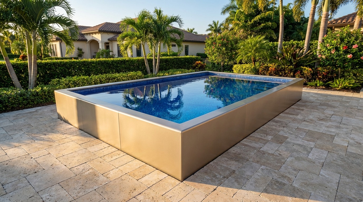 8 x 12 Champagne Mist Blue Matrix Architectural Pool
