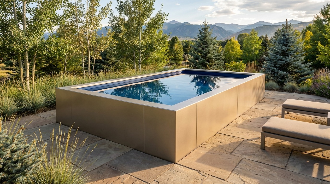 8 x 12 Champagne Mist Deep Sea Blue Architectural Pool