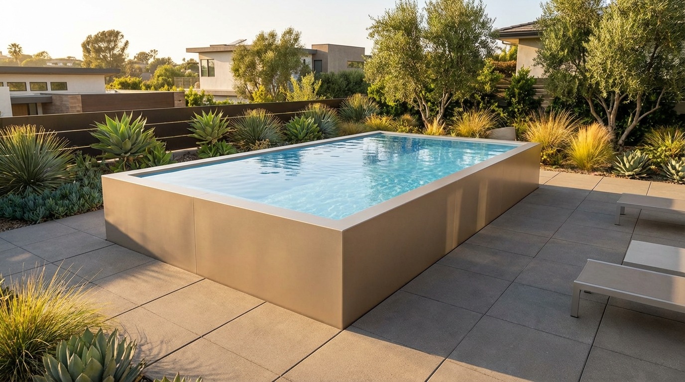 8 x 12 Champagne Mist Aqua Blue Architectural Pool