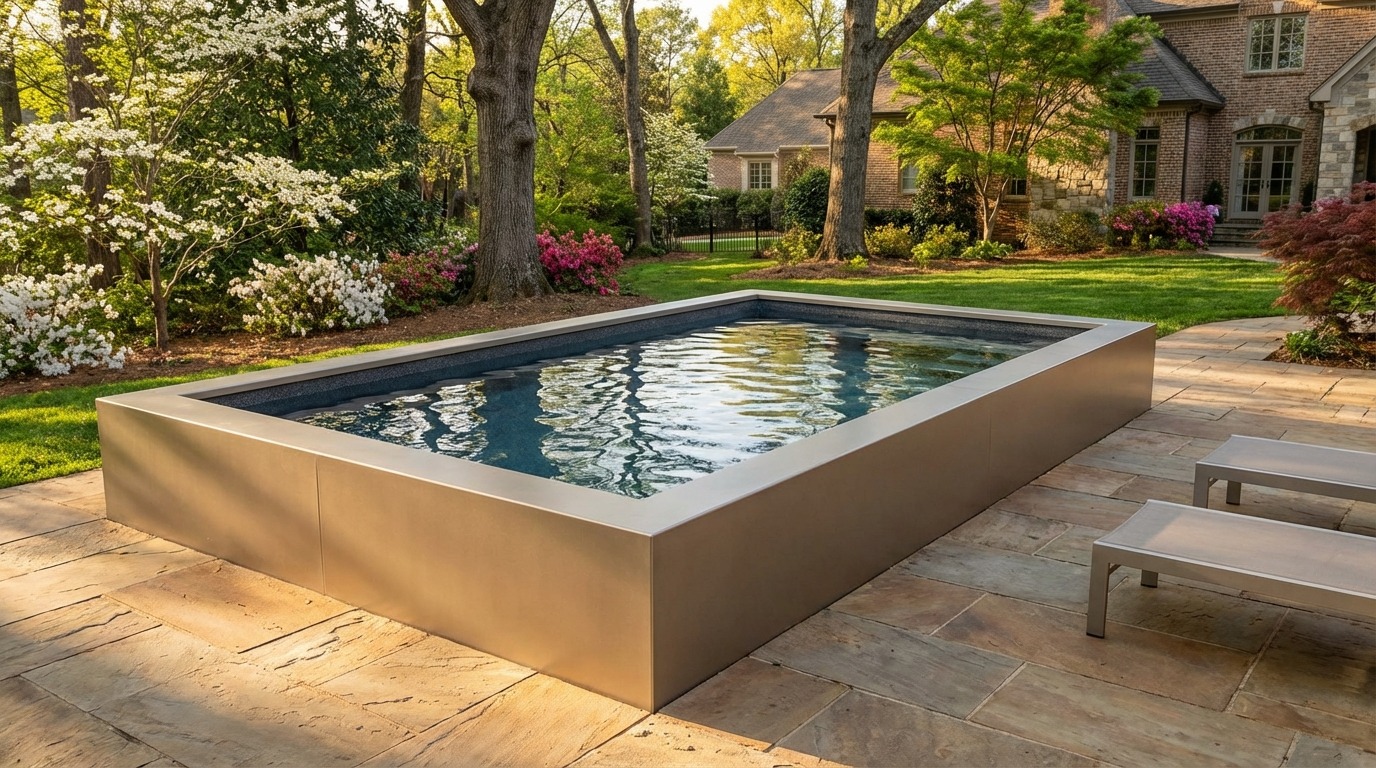 8 x 12 Champagne Mist Titanium Stone Architectural Pool
