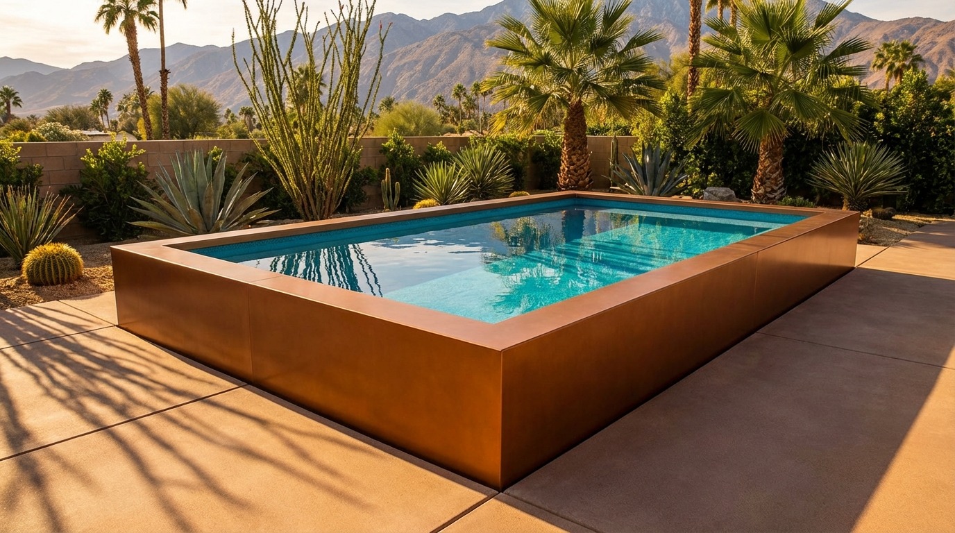 8 x 12 Espresso Copper Blue Topaz Architectural Pool