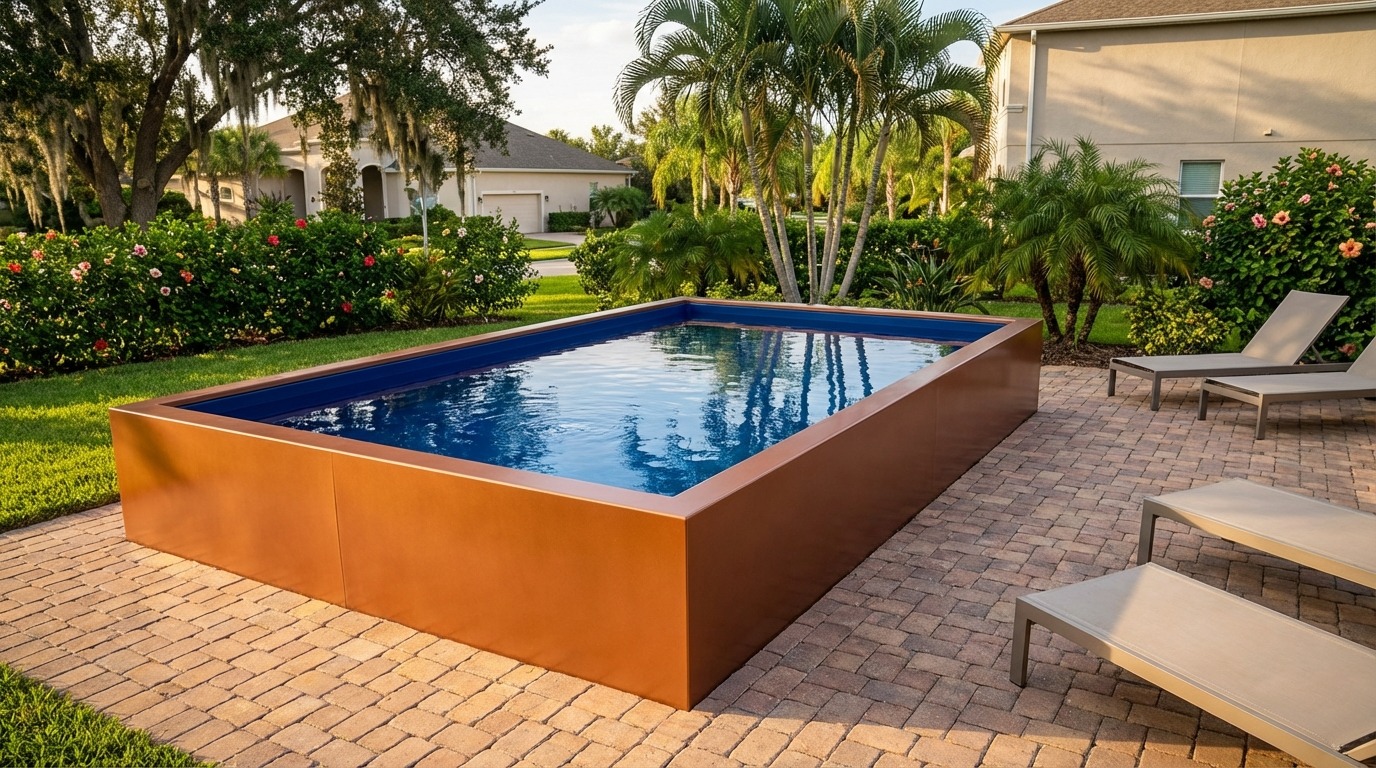 8 x 12 Espresso Copper Deep Sea Blue Architectural Pool