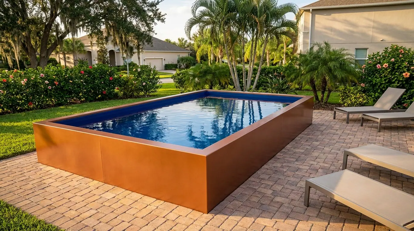 8 x 12 Espresso Copper Deep Sea Blue Architectural Pool