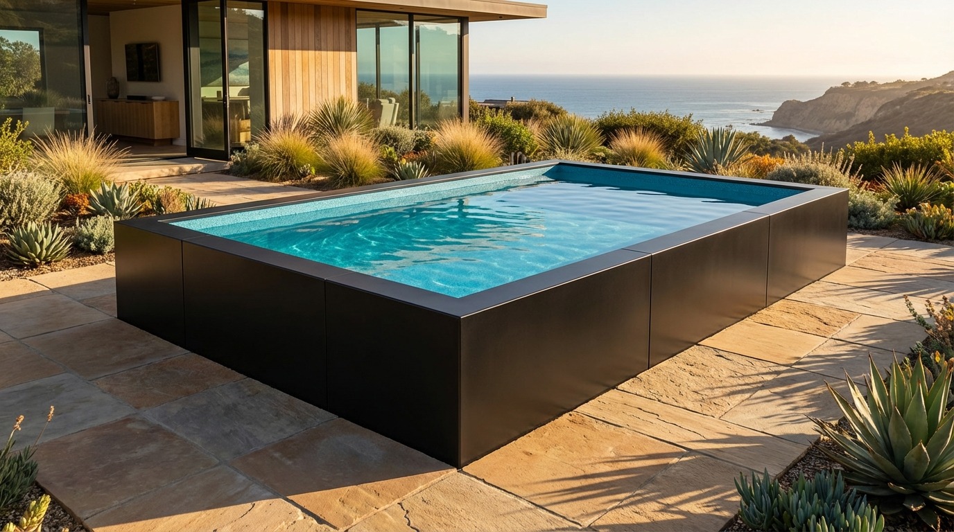 8 x 12 Midnight Black Blue Topaz Architectural Pool