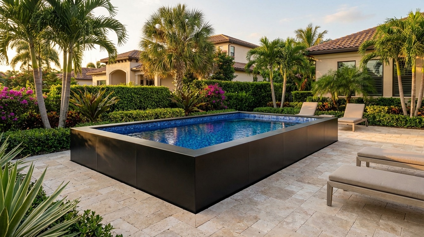 8 x 12 Midnight Black Mystic Blue Architectural Pool