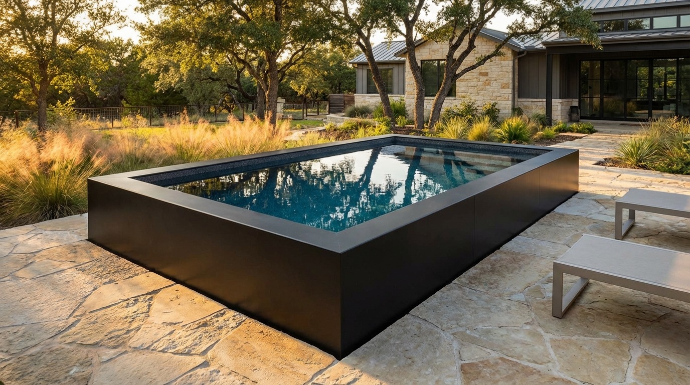 8 x 12 Midnight Black Titanium Stone Architectural Pool