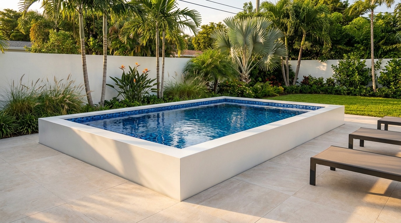 8 x 12 Alpine White Mystic Blue Architectural Pool