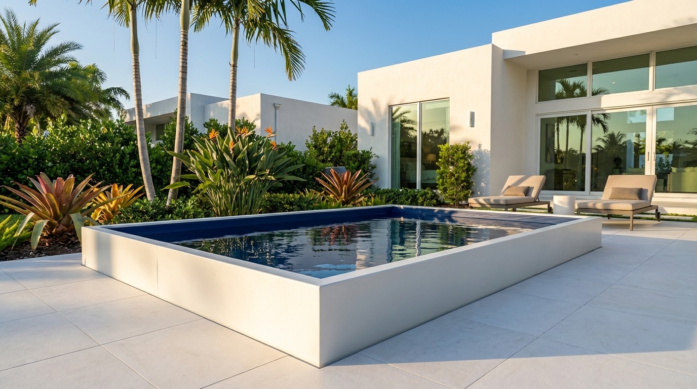 8 x 12 Alpine White Deep Sea Blue Architectural Pool