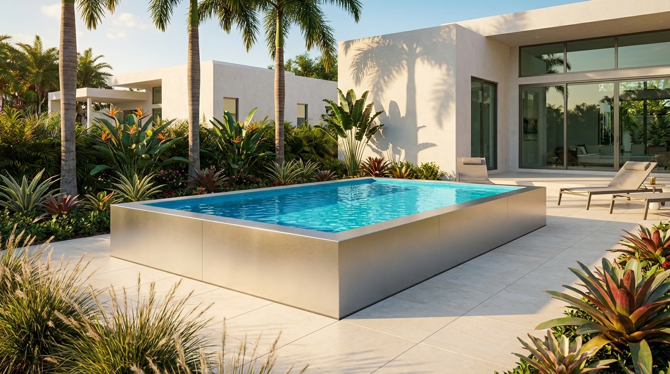 8 x 12 Platinum Silver Blue Topaz Architectural Pool