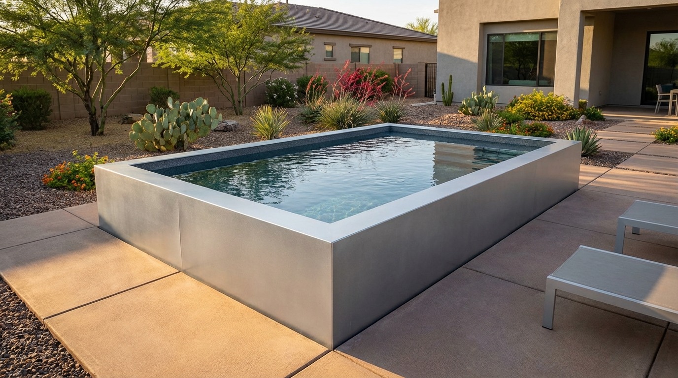 8 x 12 Platinum Silver Titanium Stone Architectural Pool