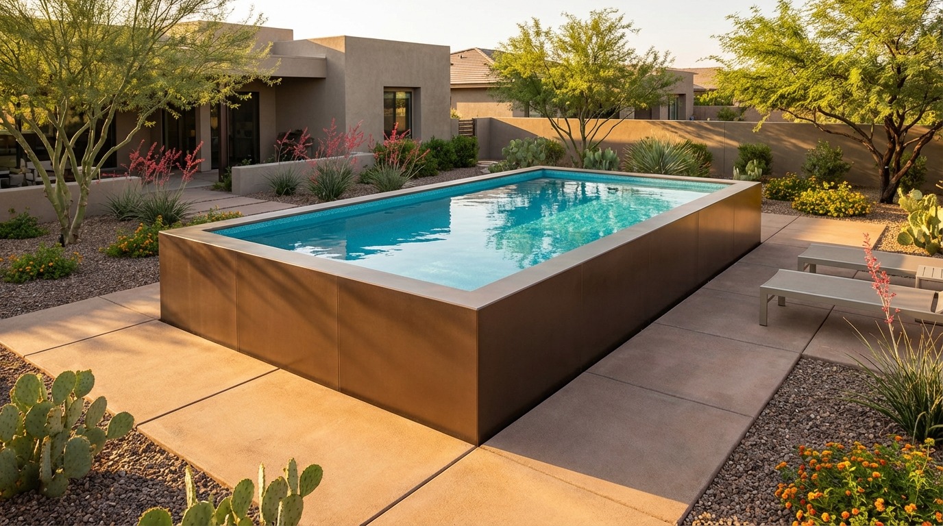 8 x 16 Canyon Bronze Blue Topaz Architectural Pool