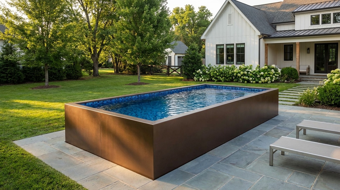 8 x 16 Canyon Bronze Mystic Blue Architectural Pool