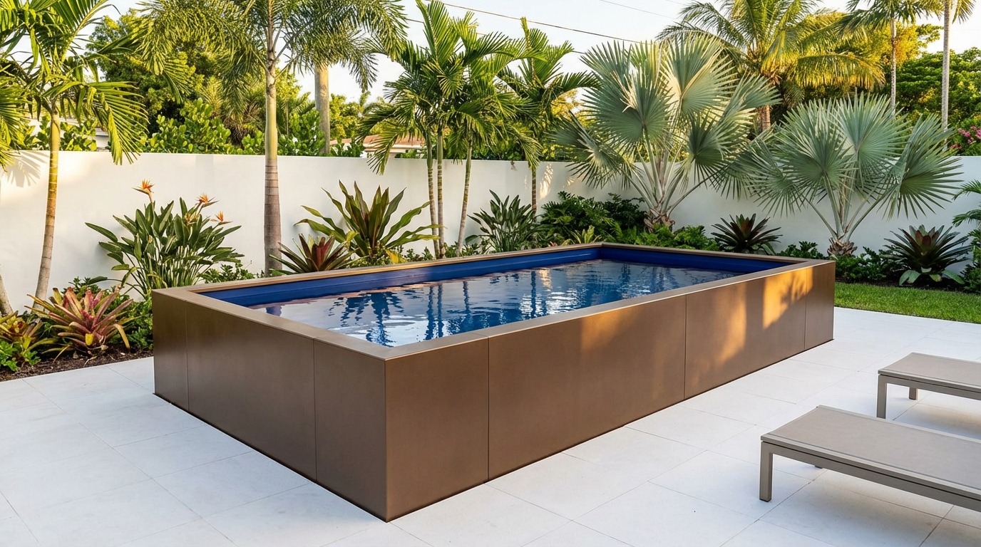 8 x 16 Canyon Bronze Deep Sea Blue Architectural Pool