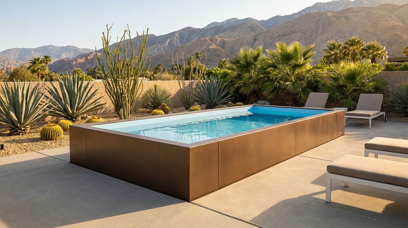 8 x 16 Canyon Bronze Aqua Blue Architectural Pool