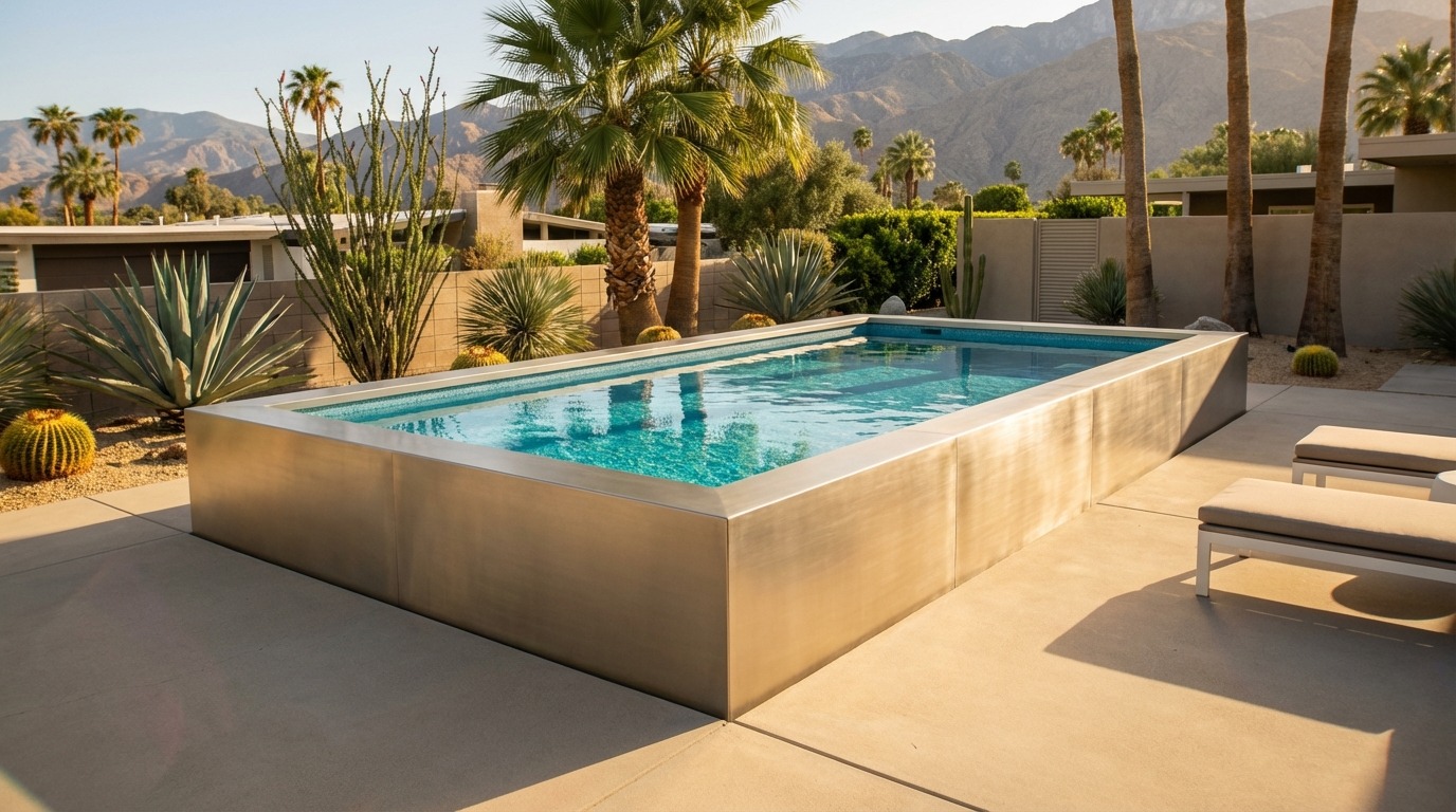 8 x 16 Champagne Mist Blue Topaz Architectural Pool