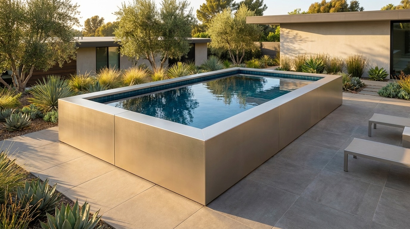8 x 16 Champagne Mist Black Sapphire Architectural Pool