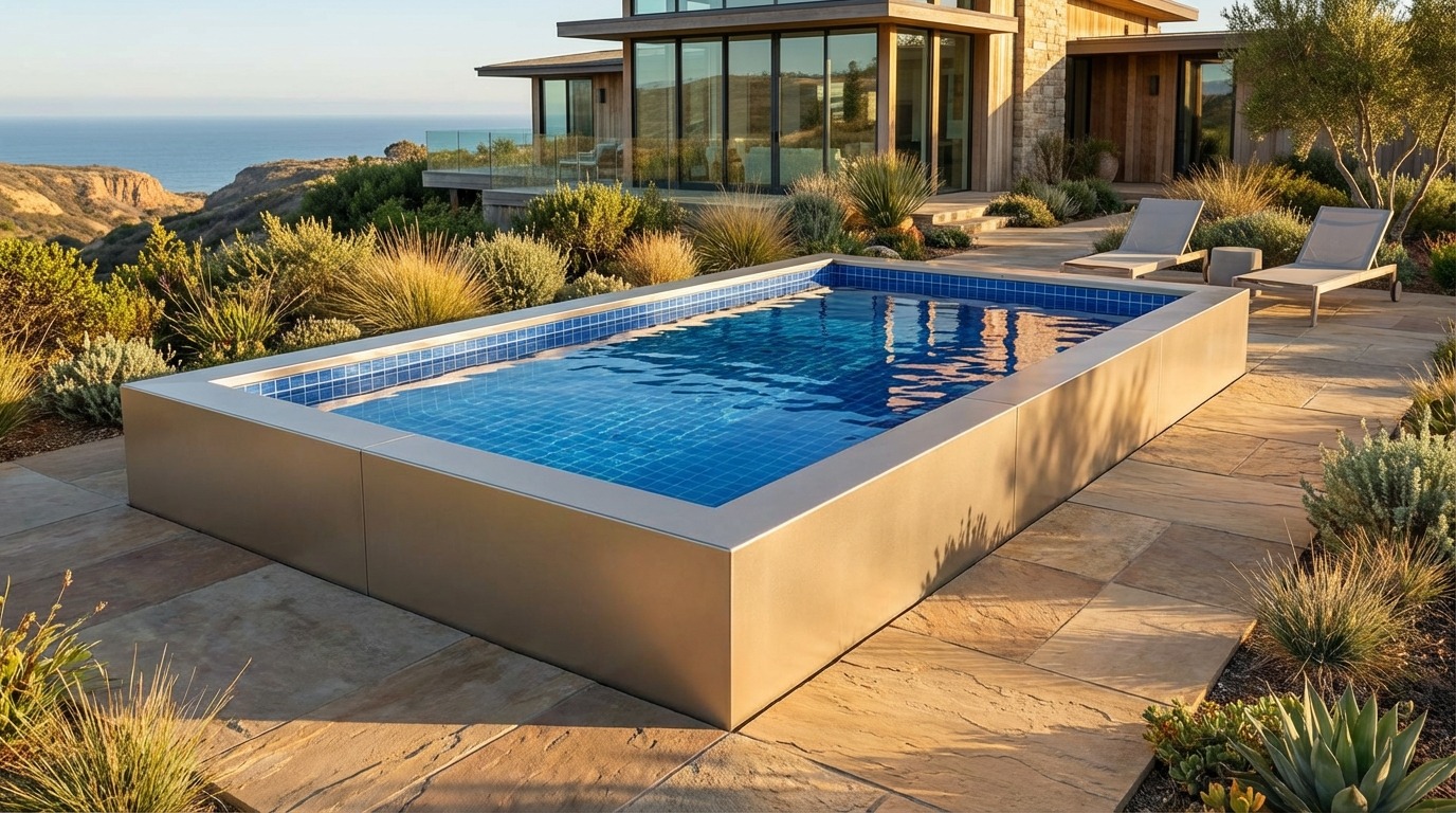8 x 16 Champagne Mist Blue Matrix Architectural Pool