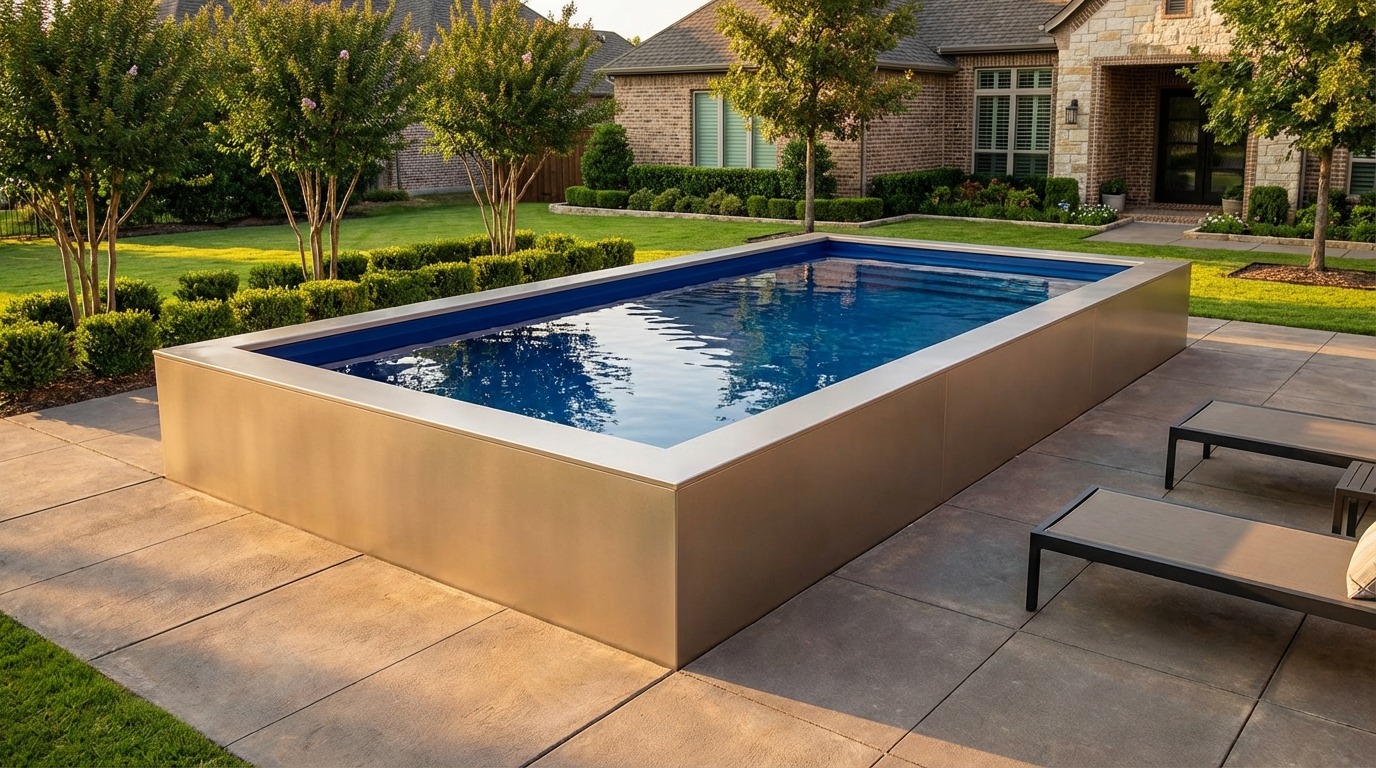 8 x 16 Champagne Mist Deep Sea Blue Architectural Pool