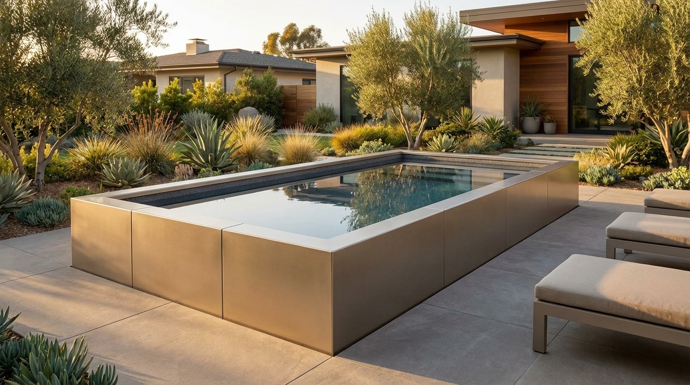 8 x 16 Champagne Mist Titanium Stone Architectural Pool