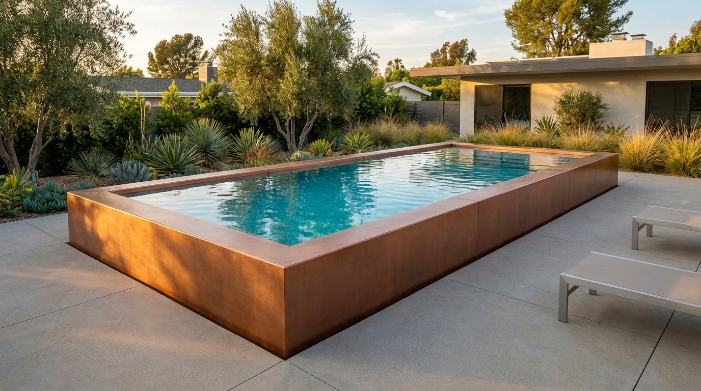 8 x 16 Espresso Copper Blue Topaz Architectural Pool