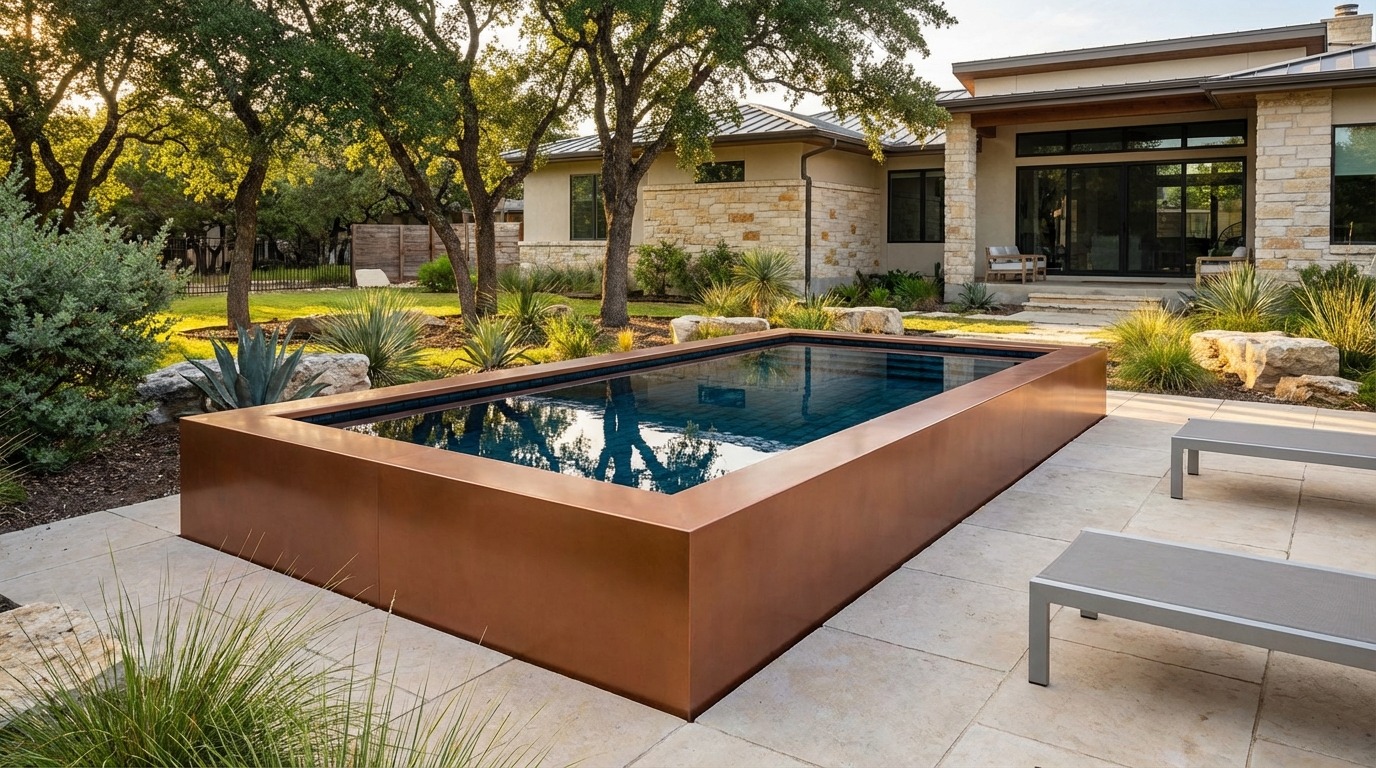 8 x 16 Espresso Copper Black Sapphire Architectural Pool