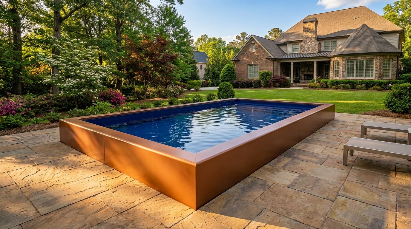 8 x 16 Espresso Copper Deep Sea Blue Architectural Pool