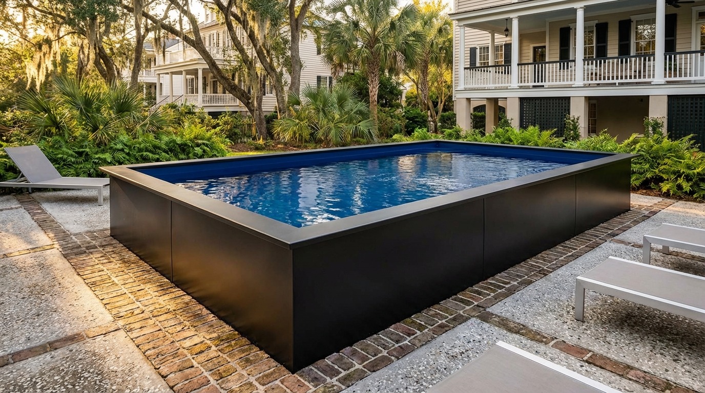 8 x 16 Midnight Black Deep Sea Blue Architectural Pool