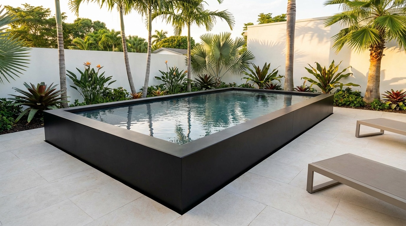 8 x 16 Midnight Black Titanium Stone Architectural Pool