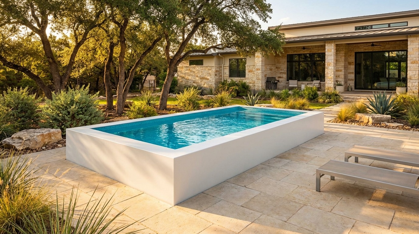 8 x 16 Alpine White Blue Topaz Architectural Pool