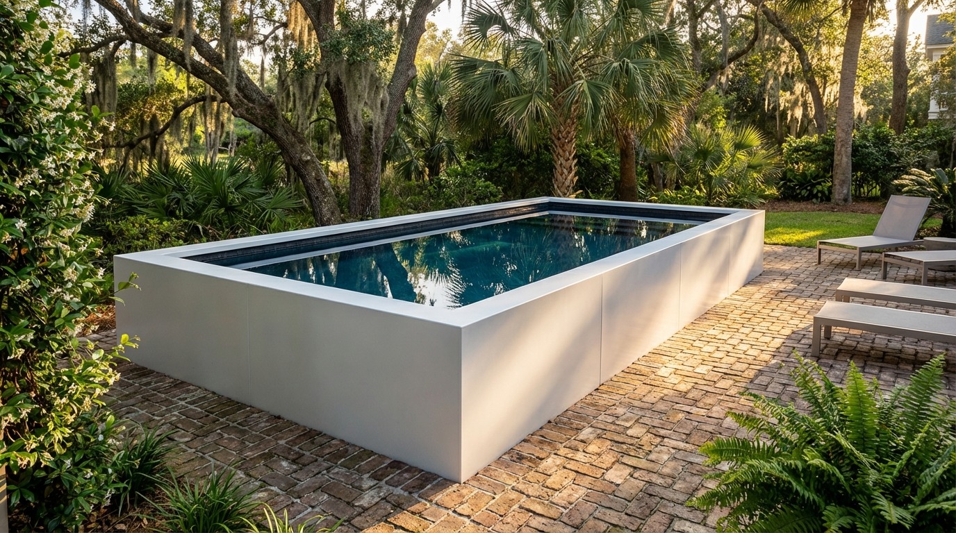 8 x 16 Alpine White Black Sapphire Architectural Pool