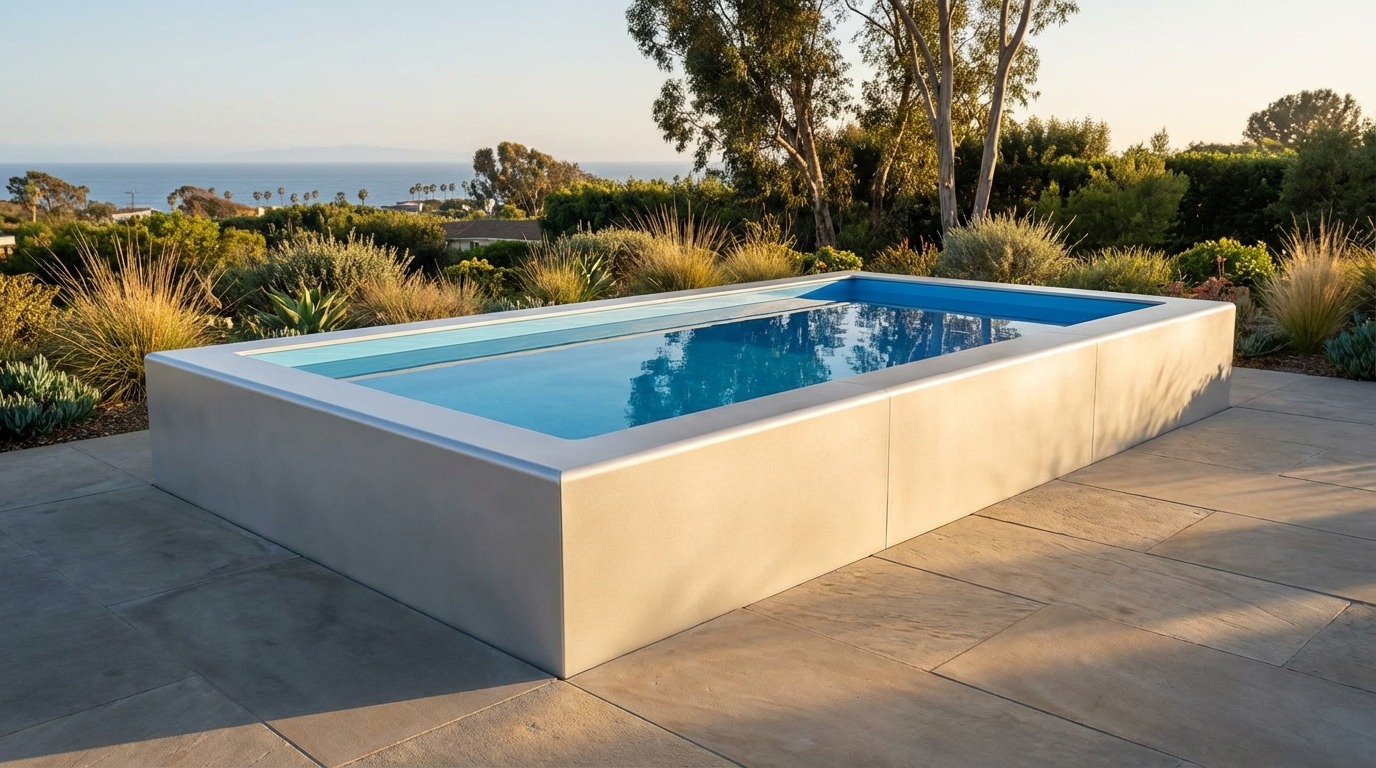 8 x 16 Alpine White Aqua Blue Architectural Pool