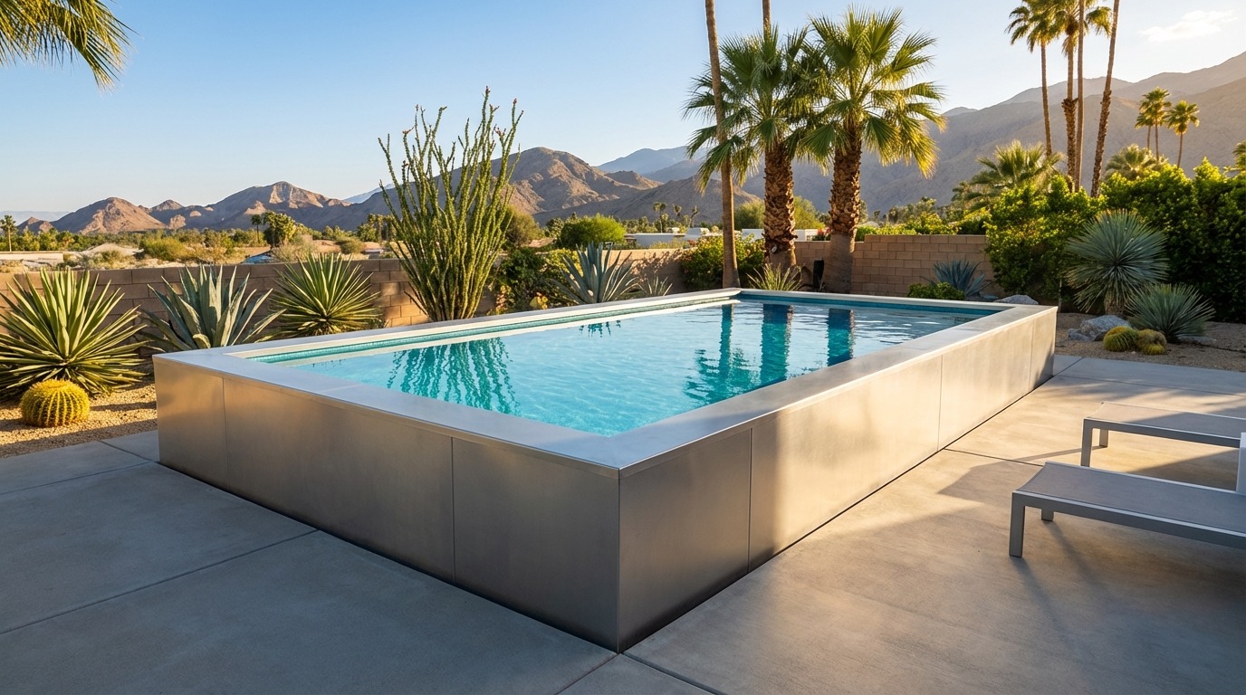 8 x 16 Platinum Silver Blue Topaz Architectural Pool