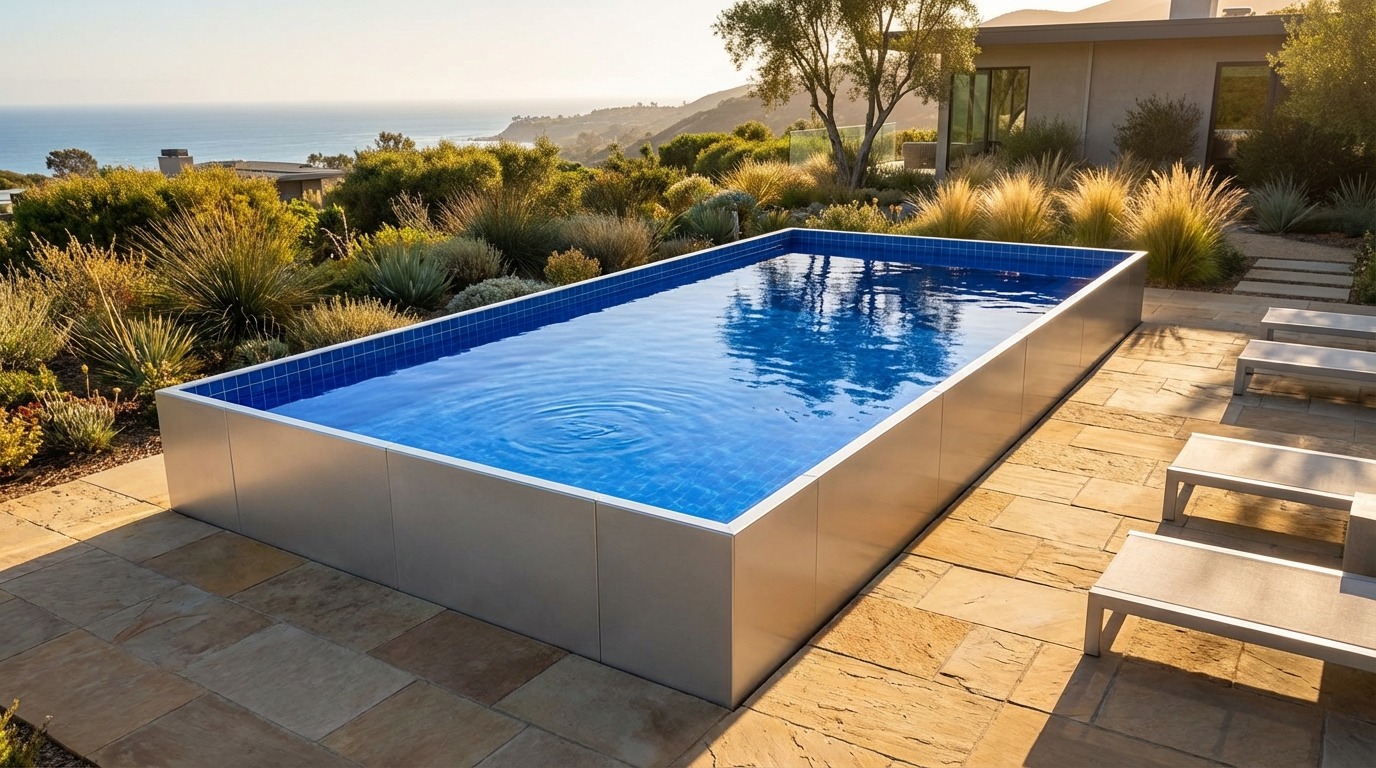 8 x 16 Platinum Silver Blue Matrix Architectural Pool