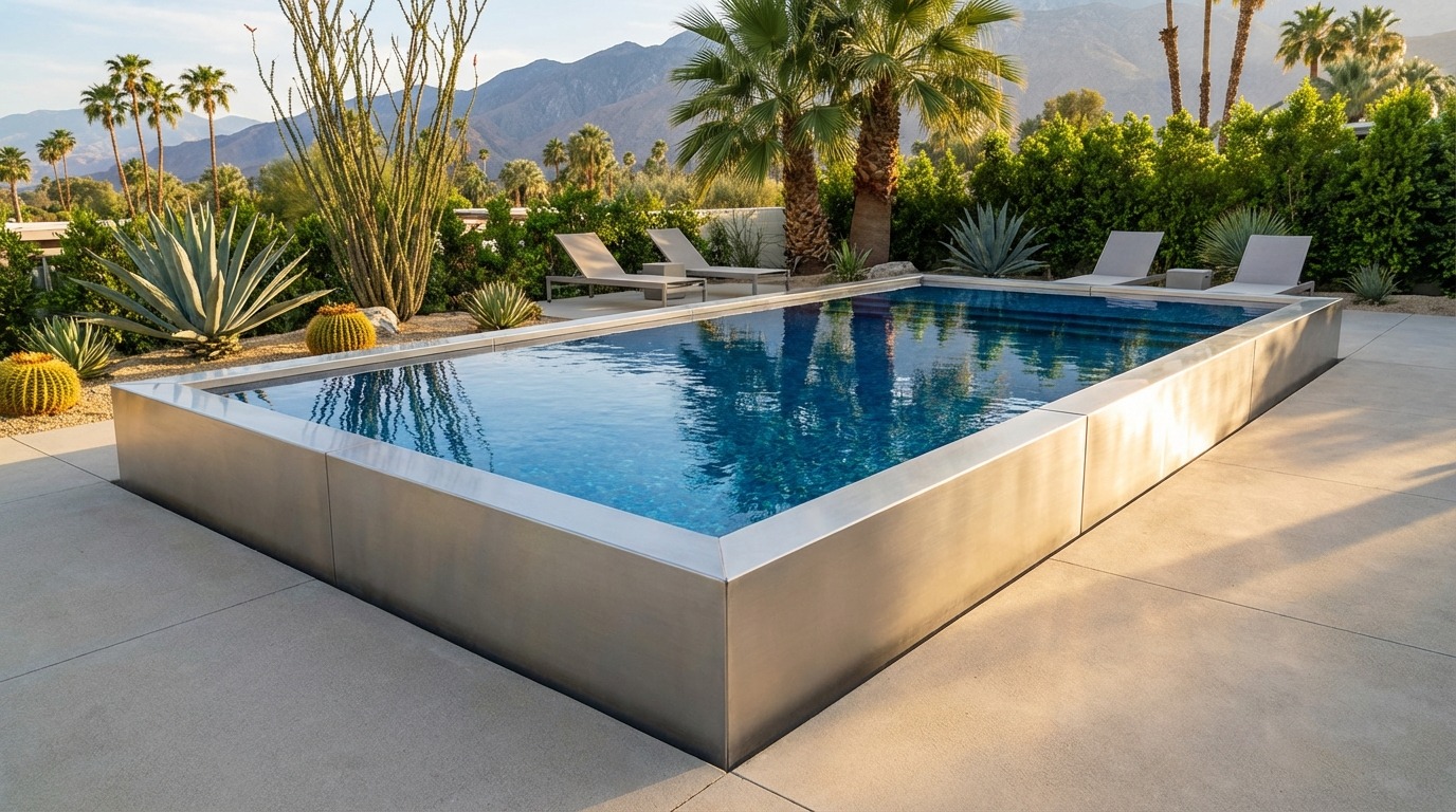 8 x 16 Platinum Silver Mystic Blue Architectural Pool