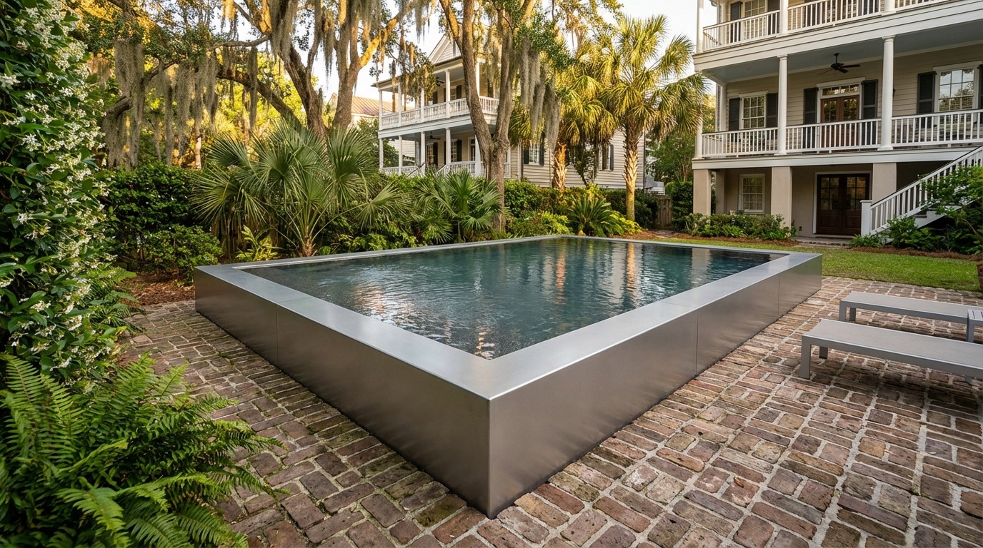 8 x 16 Platinum Silver Titanium Stone Architectural Pool
