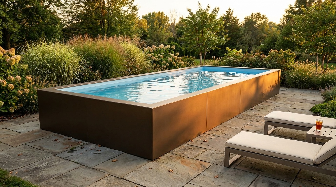 8 x 20 Canyon Bronze Aqua Blue Architectural Pool