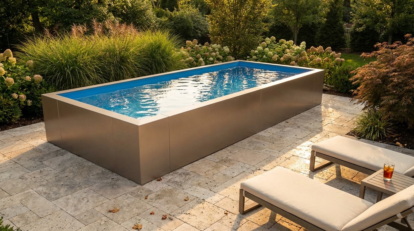 8 x 20 Champagne Mist Aqua Blue Architectural Pool