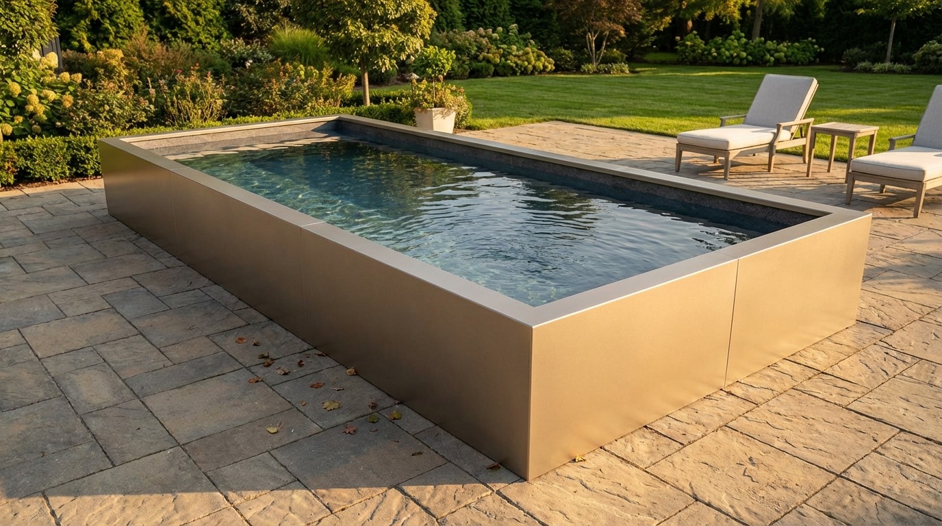 8 x 20 Champagne Mist Titanium Stone Architectural Pool