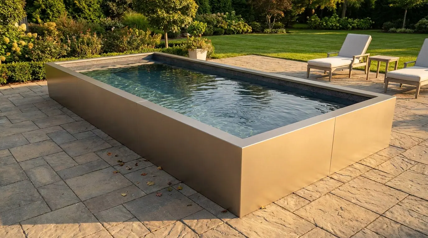 8x20 Champagne Mist with Titanium Stone Architectural Pool