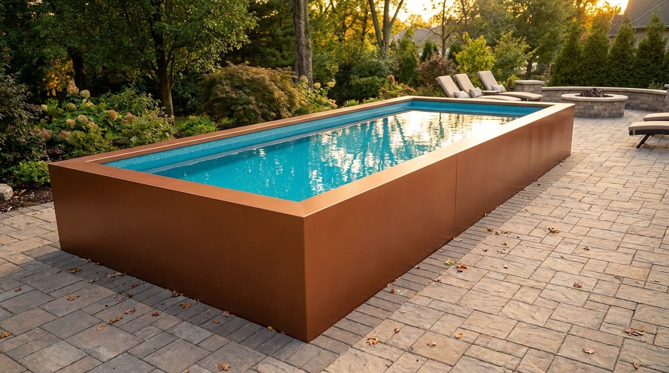 8 x 20 Espresso Copper Blue Topaz Architectural Pool