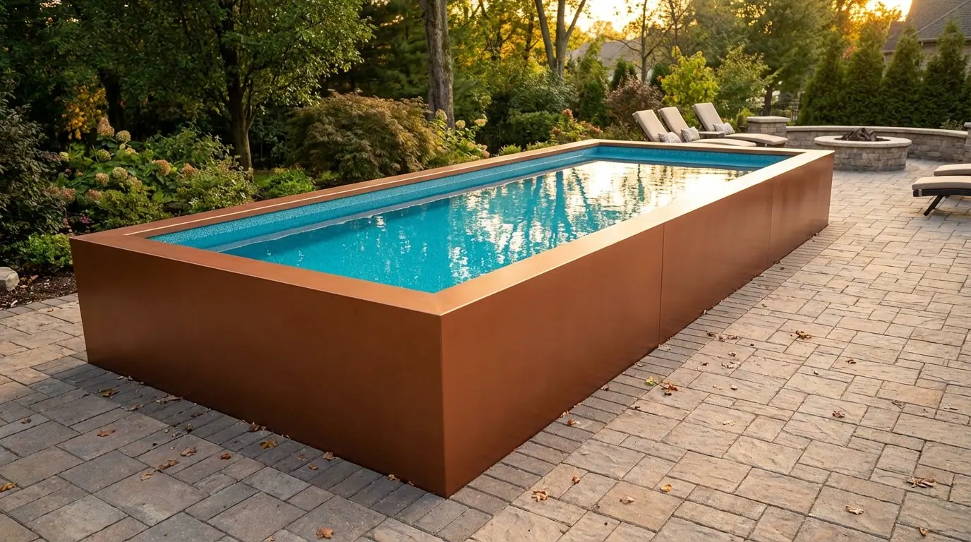 8 x 20 Espresso Copper Blue Topaz Architectural Pool