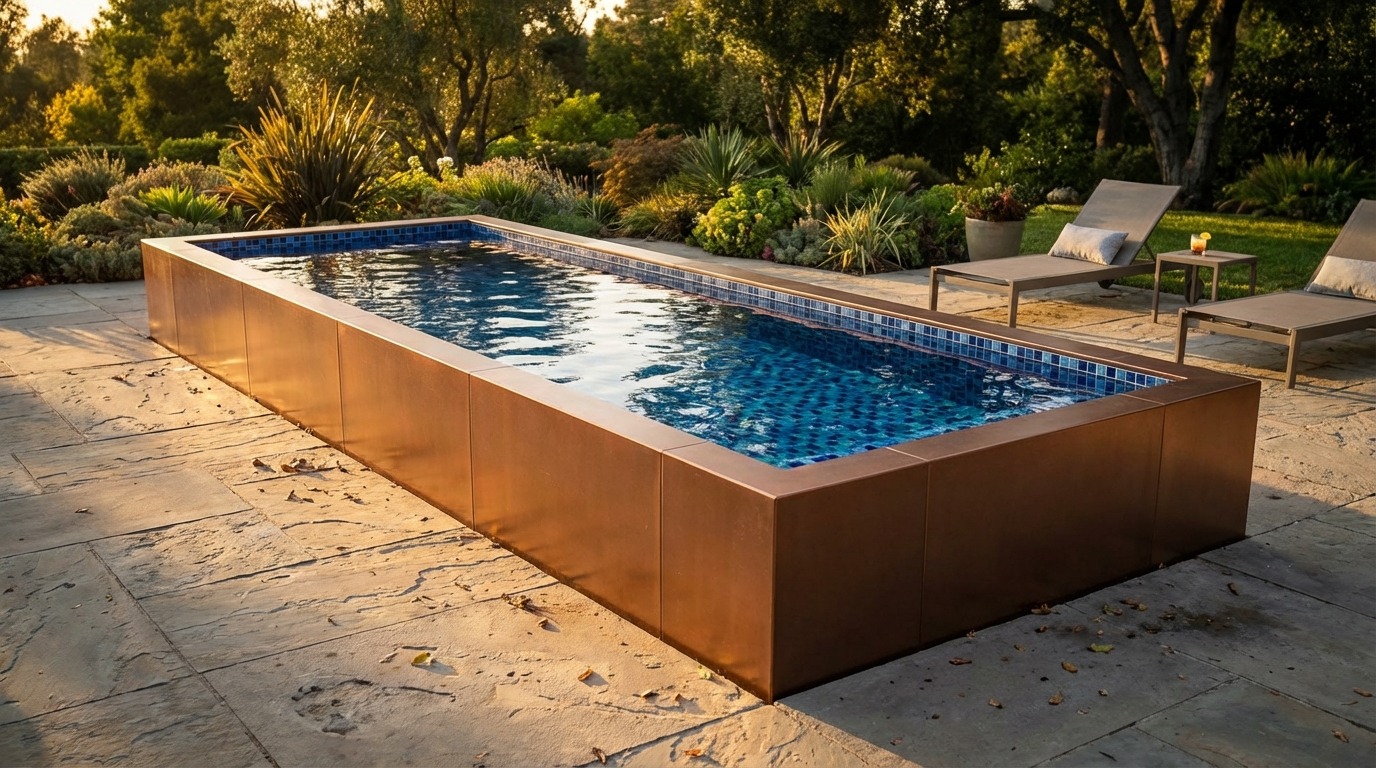 8 x 20 Espresso Copper Mystic Blue Architectural Pool