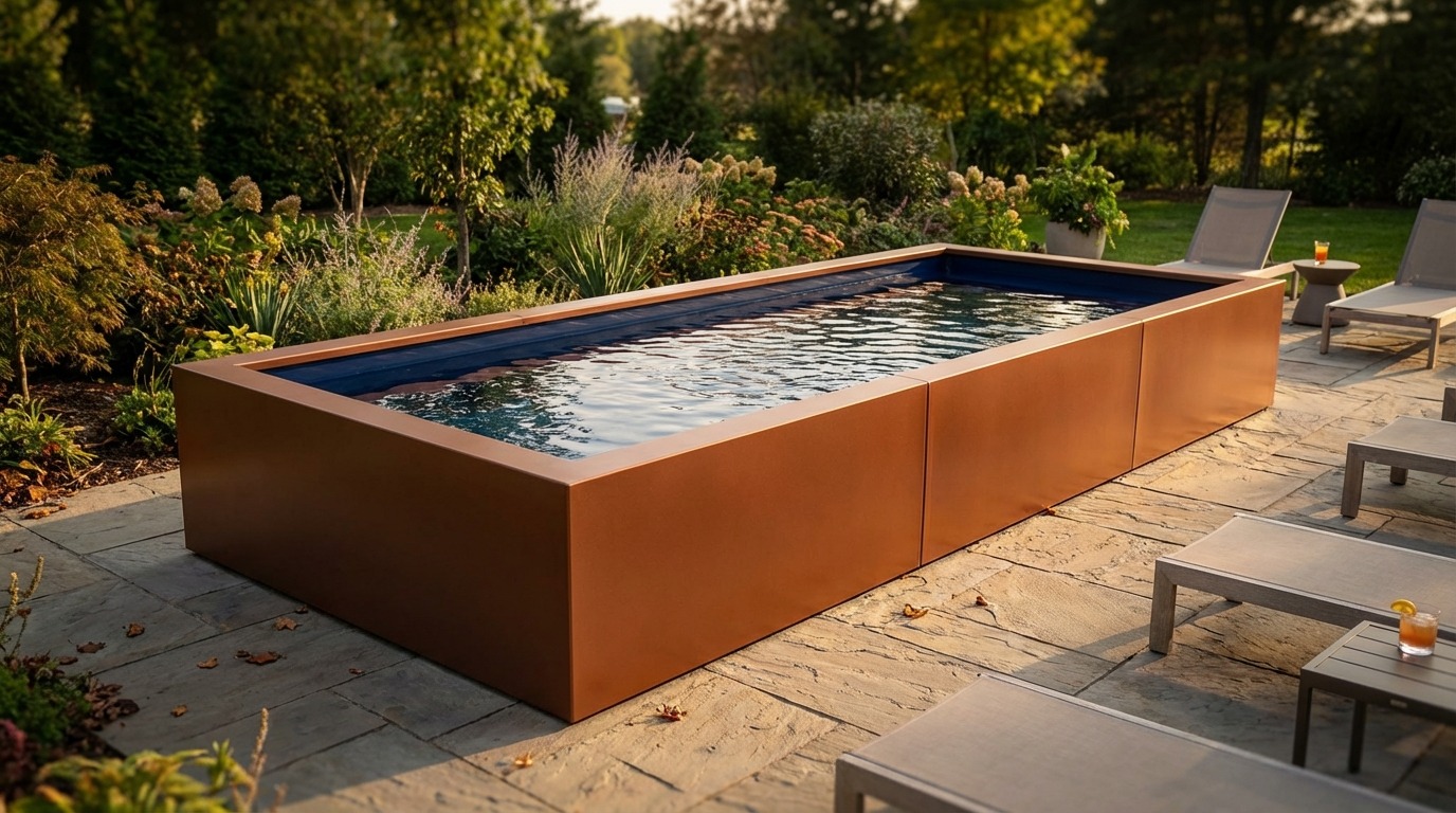 8 x 20 Espresso Copper Deep Sea Blue Architectural Pool