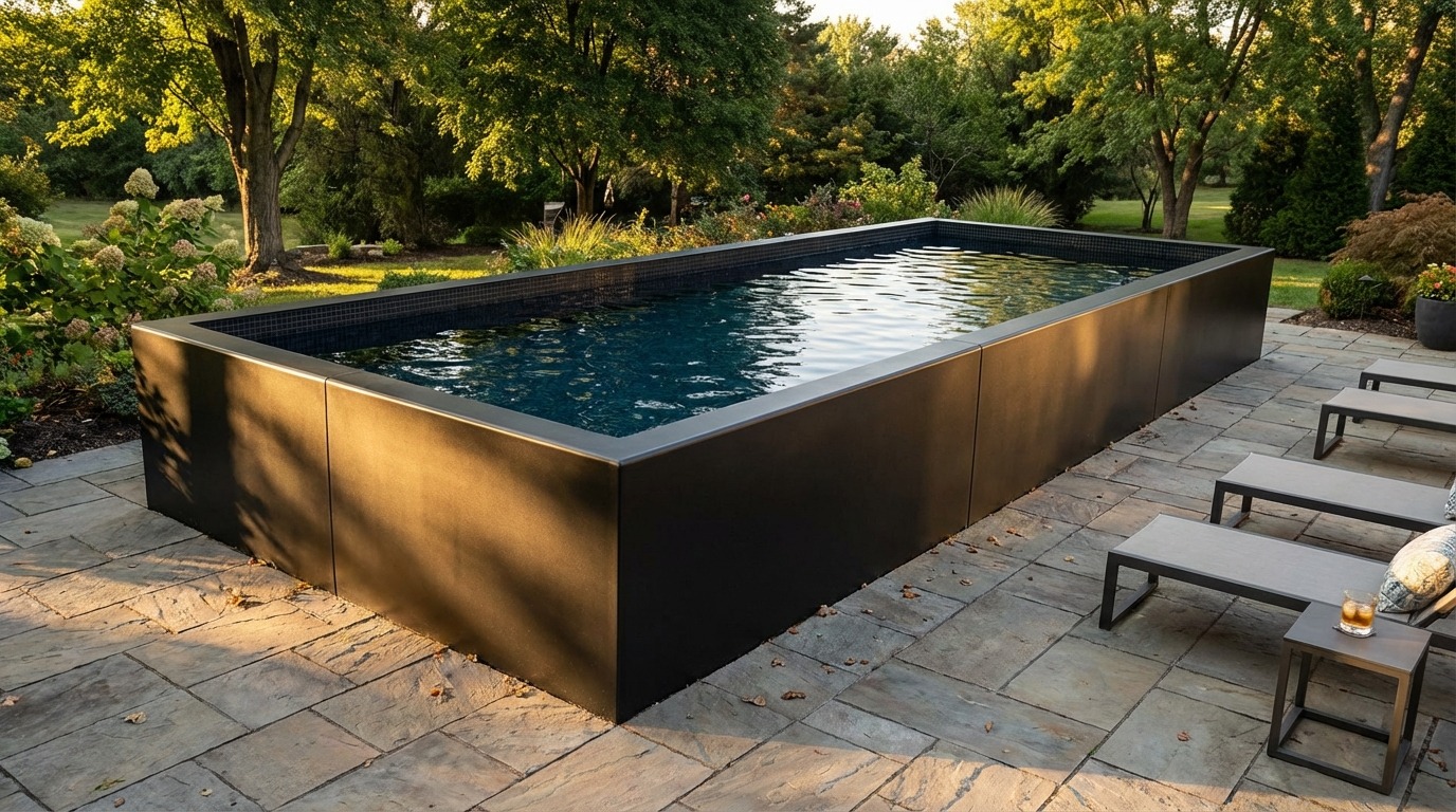 8 x 20 Midnight Black Black Sapphire Architectural Pool