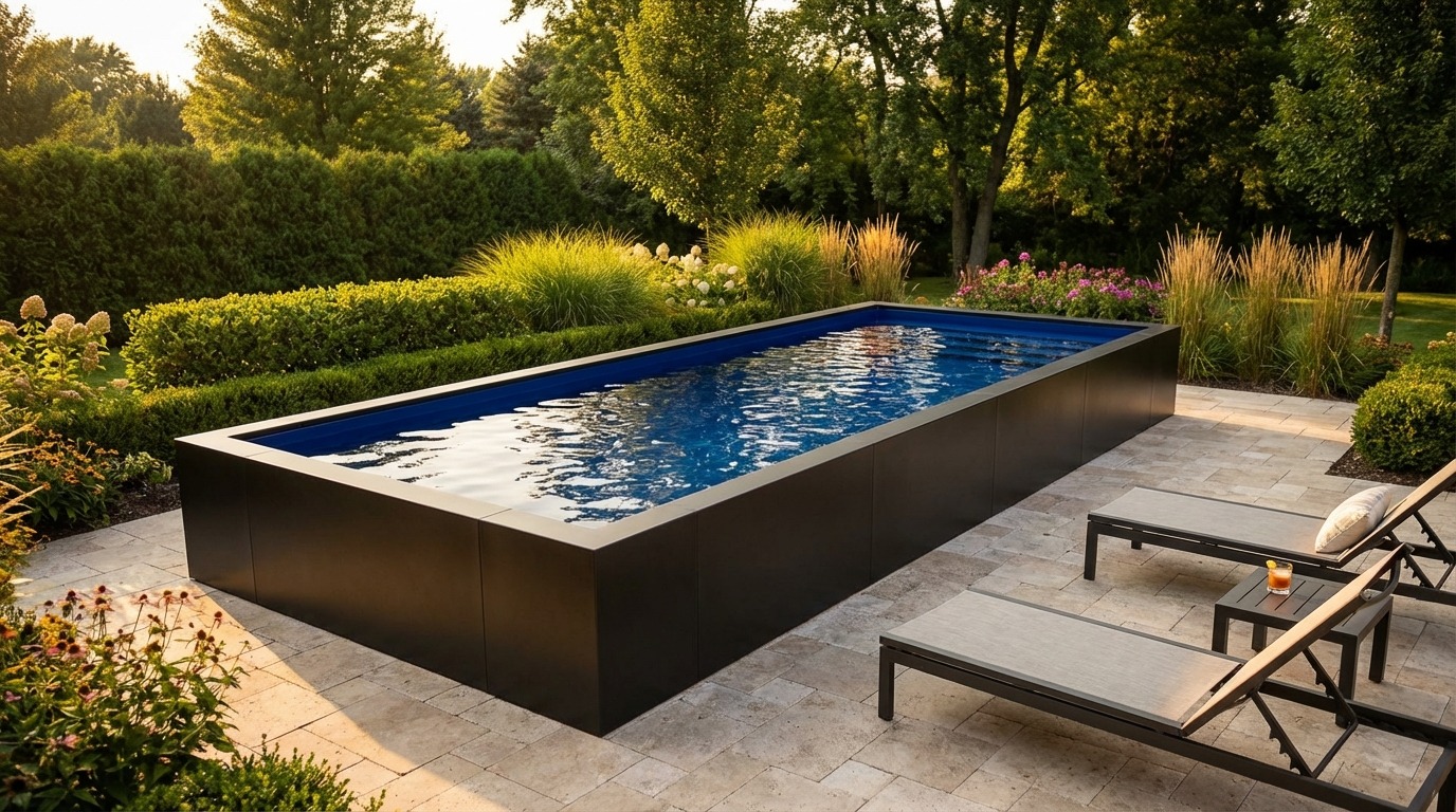 8 x 20 Midnight Black Deep Sea Blue Architectural Pool