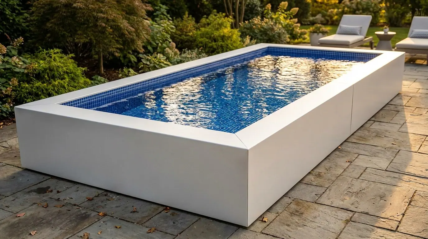 8x20 Alpine White with Matrix Blue Steel Pool
