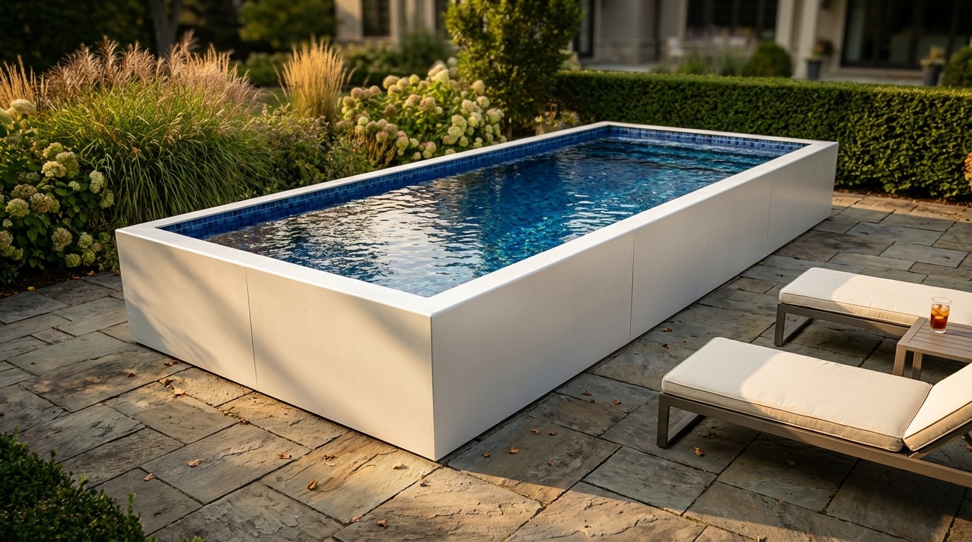 8 x 20 Alpine White Mystic Blue Architectural Pool